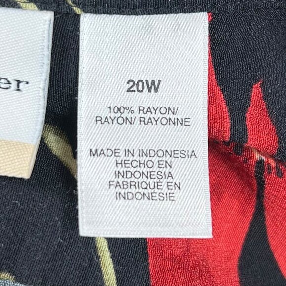 Alfred Dunner Vintage Tropical Floral Red Black Green Skirt Set Size 20W - Picture 8 of 11